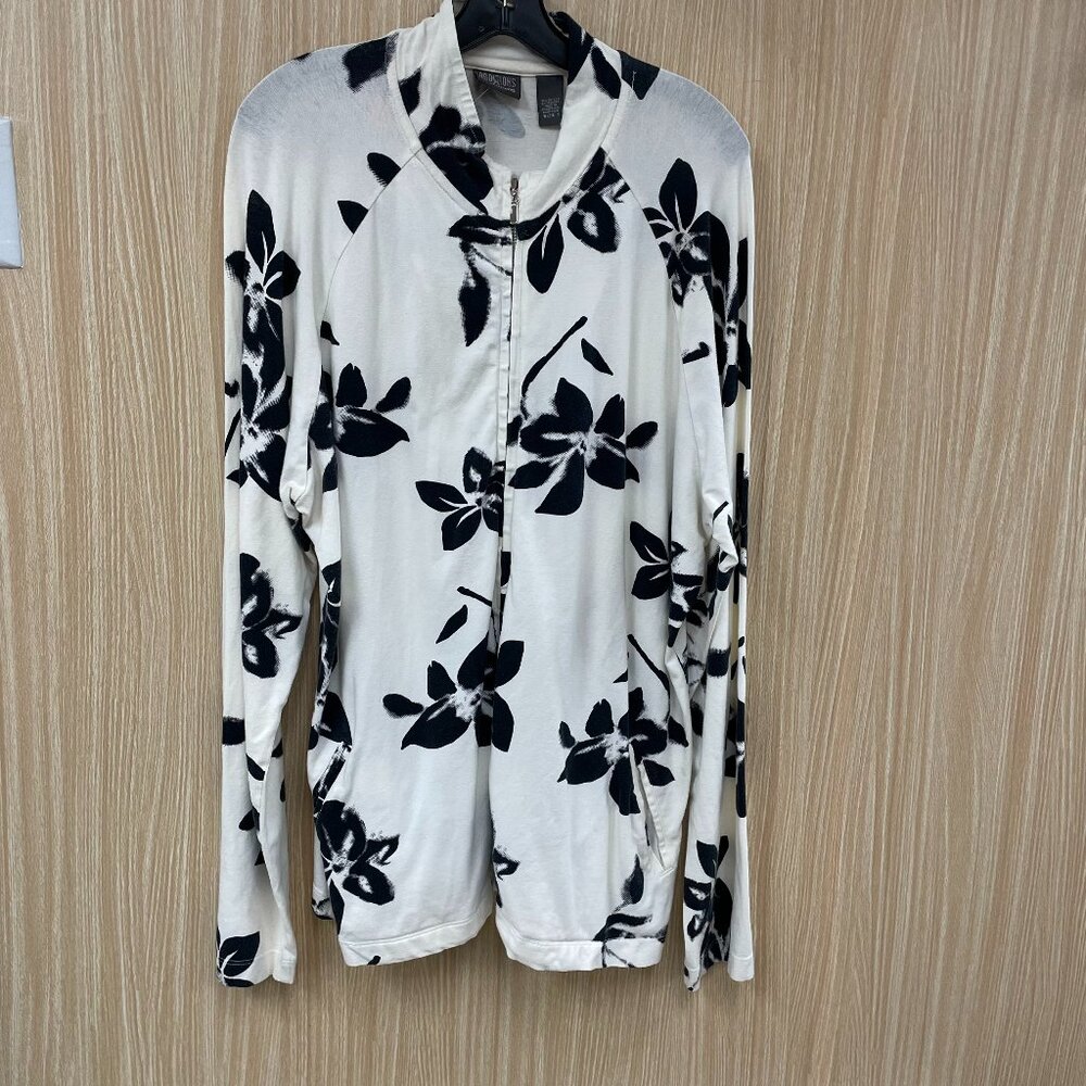 Chico's cream print cardigan size 16